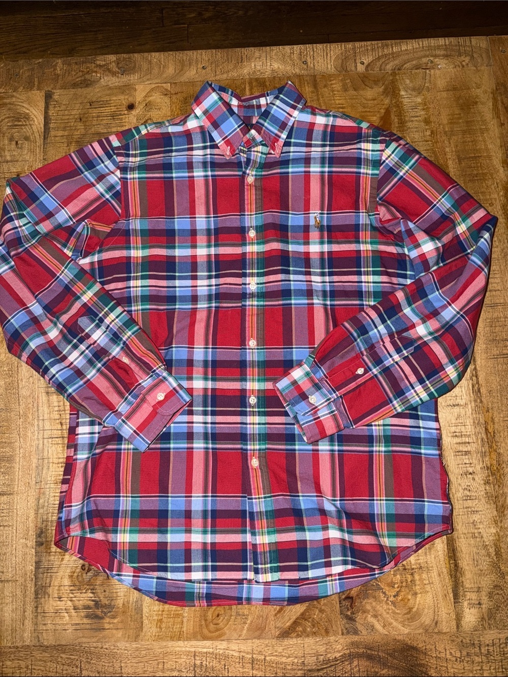 Ralph Lauren Red Multicolor Plaid Button-Down Shirt - Men's